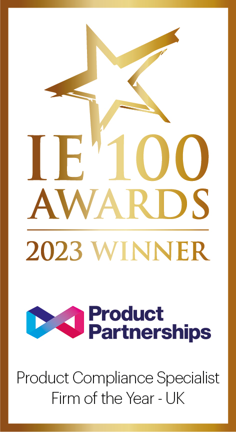 IE 100 AWARDS 2023 WINNER PRODUCT COMPLIANCE SPECIALIST FIRM OF THE YEAR - UK